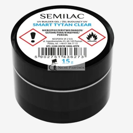 Semilac Smart Titan Clear Builder na Nechty pre Pevné a Silné Nechty a Nechtový Art, 15g