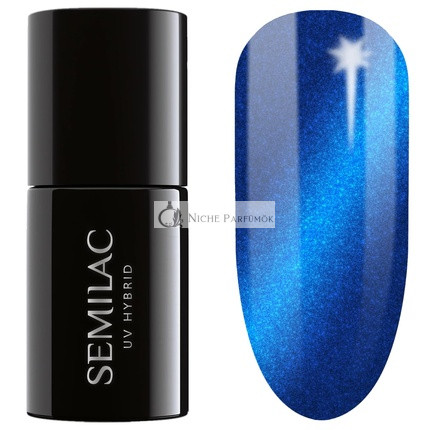 Semilac UV Hybridný Lak na Nechty 466 Modré Hodvábne Pyžamo 7ml - Kolekcia Hodvábny Efekt