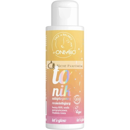 ONLYBIO Tonikum na Tvár s AHA Kyselinou a Rhodiola Rosea - Antioxidant - 100% Vegán, 100ml