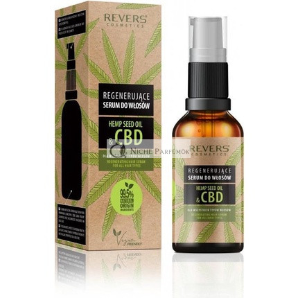 Revers 100% Prírodný Cbd Konopný Olej Sérum na Vlasy, 50ml