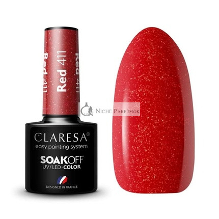 Claresa 411 Červený UV Lak na Nechty, 5ml