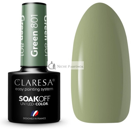 Claresa UV LED Lak na Nechty Kolekcia Hybridná Manikúra Soak Off Zelená Farba č. 801 5ml