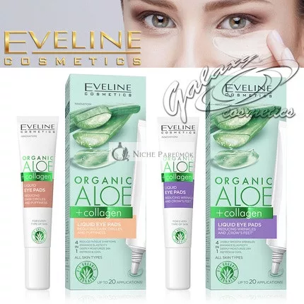 Eveline Organické Aloe + Kolagénové kvapalné podložky pod oči bez oplachovania chladivý gél, 20ml