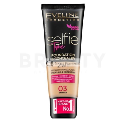 Eveline Selfie Time 2in1 Foundation & Concealer dlhotrvajúci make-up 2v1 03 Vanilla 30 ml