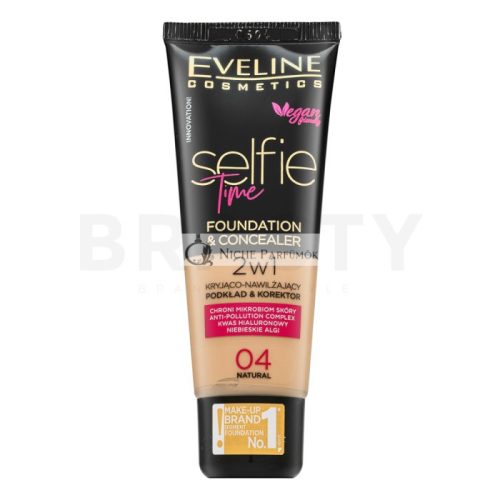 Eveline Selfie Time 2in1 Foundation & Concealer dlhotrvajúci make-up 2v1 04 Natural 30 ml