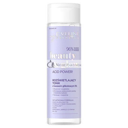 Eveline Cosmetics Beauty & Glow Osviežujúci Tónik s 5% Glykolovou Kyselinou, 200ml