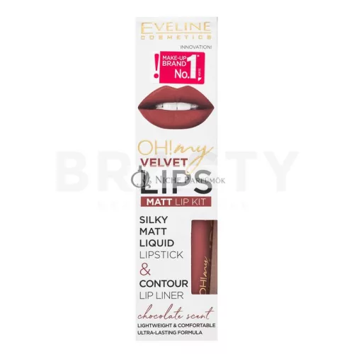 Eveline OH! My Velvet Lips Matt Lip Kit sada na pery pre matný efekt 13 Brownie Biscotti 4,5 ml