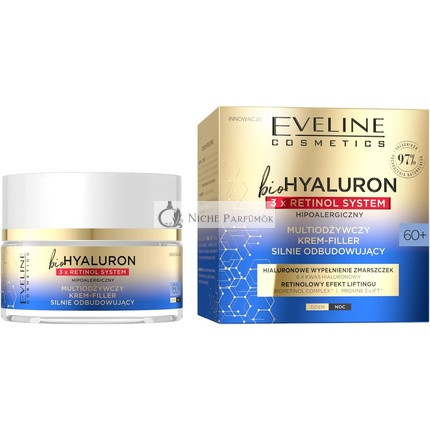 Eveline Bio Hyaluron Multi Výživný Krém na Tvár Filler 60+ s 3x Retinolovým Systémom