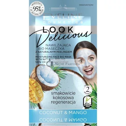 Eveline Look Delicious Kokosový a Mangový Hydratačný Pleťový Maska Peelingová S vôňou