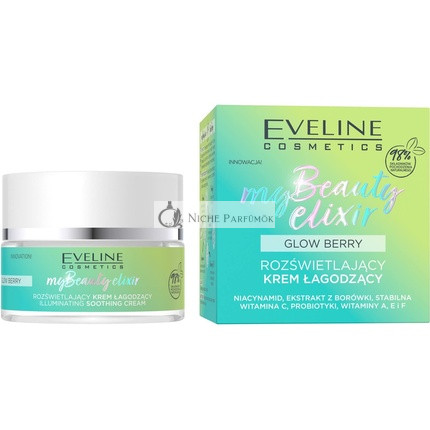Eveline Cosmetics My Beauty Elixir Glow Berry Rozjasňujúci Upokojujúci Krém Proti Vráskam Hydratuje Vyživuje Organická Vegánska Formula 98% Prírodná Pod Makeup 50ml