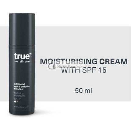 True Men Starostlivosť o Pleť Hydratačný Deň Krém so SPF 15 Pokročilá Ochrana pred Vekom a Znečistením 50ml