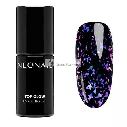 NEONAIL UV Lak na nechty Top Coat Gel UV Top Glow Violet Aurora Flakes 7,2 ml