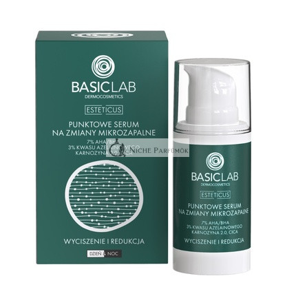 Basiclab Esteticus Spot Sérum na mikro-zápalové zmeny 15ml - AHA BHA, Azelaic Acid, Carnitine, Cica