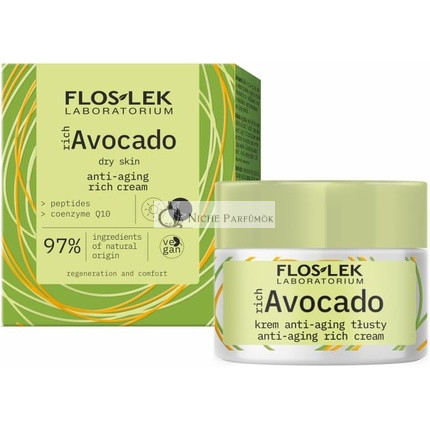 FLOSLEK Bohatý Avokádový Anti-Aging Denný a Nočný Krém na Pleť, 50ml