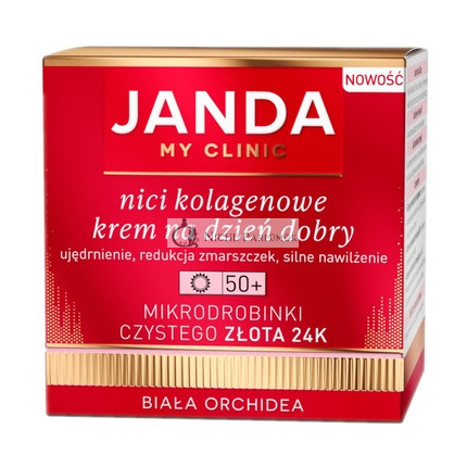 Jandan Kolagénový Denný Krém 50 s Mikročasticami Čistého 24k Zlata a Bielej Orchidey, 50ml