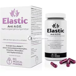   Elastic Anti A.G.E. Hyaluronová Kyselina Dracobelle Nu Vitamín C B3 B5 Zinok Selén Hydratačný a Zlepšujúci Pružnosť Pokožky 60 Vegánskych Kapsúl