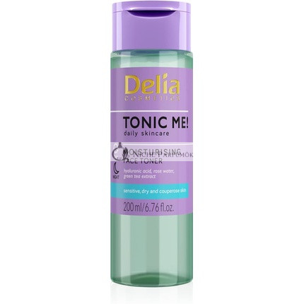 Delia Cosmetics Tonic Me Hydratačný Tónik pre Citlivú a Suchú Pokožku s Kyselinou Hyalurónovou, Rúžovým Lupienkom, Zeleným Čajom a Extraktom z Harmančeka