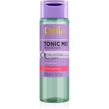 Delia Cosmetics Tonic Me Peeling Tonic pre Pleť s Nečistotami, AHA a BHA, Kyselina Salicylová, Glykolová a Mliečna Kyselina, 200ml