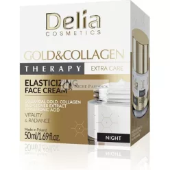   Delia Cosmetics Zlate a Kolagen Elastizacny Nočný Krém Vitalita Žiara Kolóidne Zlato Kolagén Extrakt Červenej Ľubovníka Kyselina Hyalurónová, 50ml