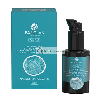 Basiclab Regeneračný kyselinový peeling s 8% mliečnou kyselinou a 6% laktobionovou kyselinou, 30ml