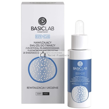 Basiclab Hydratačný Emulgel Sérum s 6% Ectoinom, 3% Aminokyselinami, 1% Kmeňovými Bunkami Snežnej Lotusy a Beta-Glukánom, 30ml