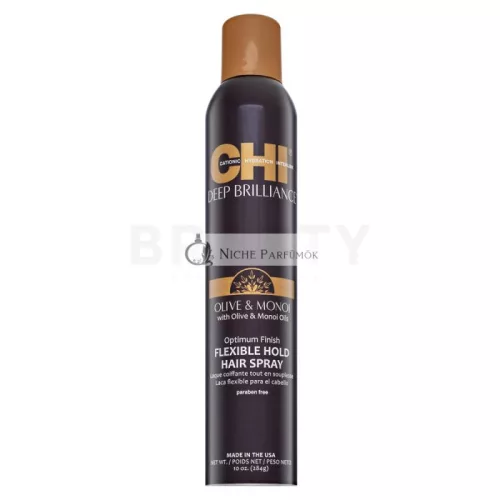 CHI Deep Brilliance Olive & Monoi Flexible Hold Hair Spray vyživujúci lak na vlasy pre všetky typy vlasov 284 g