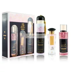  Darčeková sada Rose Paris Night od Ard Al Zaafaran - 100ml Eau de Parfum, 300ml Izbový sprej, 250ml Telesný sprej