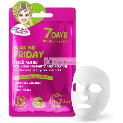 7DAYS Maska na tvár Krásy Firming Hydrating Pleťová Maska s Kolagénom, Bambuckým Maslom, Kyselinou Hyalurónovou a Kokosovou Vodou, Liečba Akné, Rozjasňovanie, Proti Starnutiu, Proti Únave 33g - Piatok