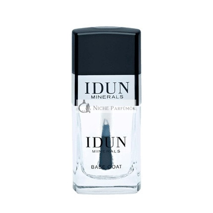 IDUN Minerals Crystal Základný Lak na Nechty, Prírodná Odolnosť proti Odštiepeniu, Keratín a Mandľový Olej, Bez Zvierat, 100% Vegán, Priehľadná Farba, 11 ml