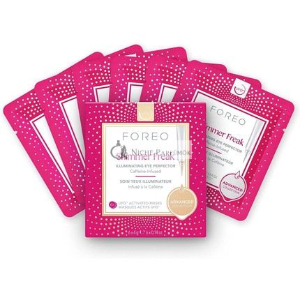 FOREO Shimmer Freak UFO Aktivovaná Maska na Tvár pre Tmavé Kruhy a Opuchy 6 Balení Osvetľujúci Niacín Kofeín Ružová Voda Čistá Formula Bez Krutosti Kompatibilné s UFO a UFO 2
