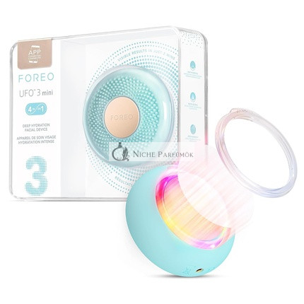 FOREO UFO 3 Mini 4 v 1 Kompletná Obnova Pleti LED Maska Hĺbkovo Hydratačný Anti-Aging Arcmassážor, Arktická Modrá