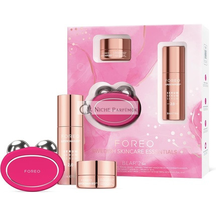 FOREO BEAR 2 Kompletný Sada na Facelift Pokožky s Mikrosúčasťovým Zariadením SUPERCHARGED SERUM 2.0 30ml, SUPERCHARGED HA+PGA Trojitá Akcia Intenzívny Hydratačný Krém 15ml