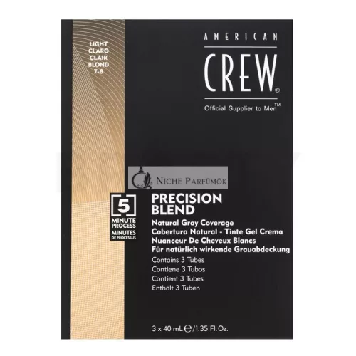 American Crew Precision Blend Natural Gray Coverage farba na vlasy pre mužov Light Blond 7-8 3 x 40 ml