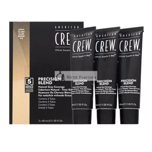 American Crew Precision Blend Natural Gray Coverage farba na vlasy pre mužov Light Blond 7-8 3 x 40 ml