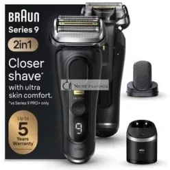   Braun Series 9 Pro+ Pánská Elektrická Holicí Strojek s 5 Pro Holicími Prvky, 2-v-1 Systém Čisticí Stanice, 60 Minút Prevádzky, Darček pre Mužov, Vyrobené v Nemecku, 9590cc, Čierna, Nové