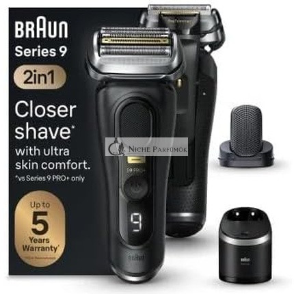 Braun Series 9 Pro+ Pánská Elektrická Holicí Strojek s 5 Pro Holicími Prvky, 2-v-1 Systém Čisticí Stanice, 60 Minút Prevádzky, Darček pre Mužov, Vyrobené v Nemecku, 9590cc, Čierna, Nové