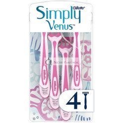   Gillette Simply Venus3 Jednorazové Holiace Nože s 3 Čepelami, Pásik na Hydratáciu, Hladká a Chránená Pokožka, 4 Holiace Nože