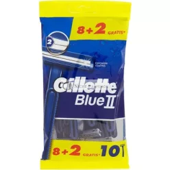   Gillette Blue 2 Chrómove pokrytie, Dlhá životnosť Jednorazový holiaci strojček 8+2