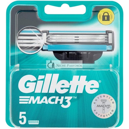 Gillette Mach 3 Náhradné Holiace Čepelky - 5 Kusové Balenie