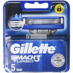 Gillette Mach3 Turbo Pánsky 5 Náhradné Holiace Čepele