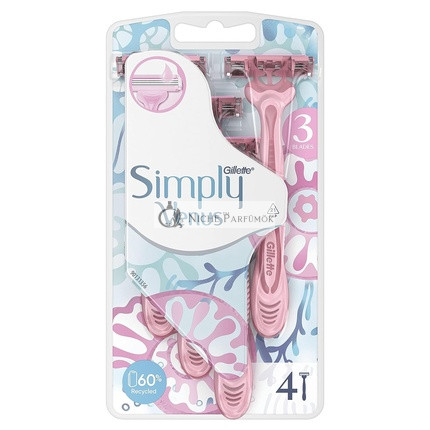 Venus Simply3 Jednorazové Holiace Strojčeky pre Ženy - Balenie 4 Kusy