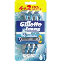   Gillette Sensor3 Cool Jednorazové Holiace Strojčeky pre Mužov 6 Balenie