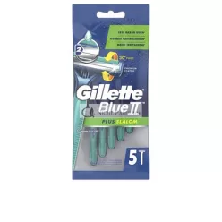   Gillette BlueII Plus Slalom Jednorazový holiaci strojček pre mužov s dvoma čepeľami 30° otočná hlava lubrikačný pruh - balenie 5