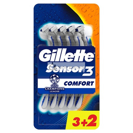 Gillette Sensor3 Comfort Jednorazové Čepele pre Mužov 5 Kusov Strieborné