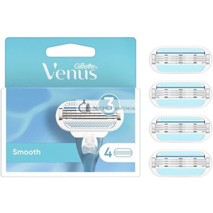 Gillette Venus Smooth Dámske Holiace Čepele 4 Náhradné Čepele Trojitá Čepeľ - Balenie 4