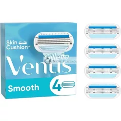   Gillette Venus Smooth Ženské Náhradné Britvy 4 Nahrádzajúce Čepele s 3-násobne Chránenou Čepelou, Ktorá Sa Prispôsobuje Tvaru Tela