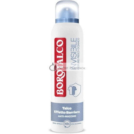 Borotalco Modrý Neviditeľný Sprej Deodorant Bez Alkoholu s Barrierovým Efektom z Tálku, 150 ml