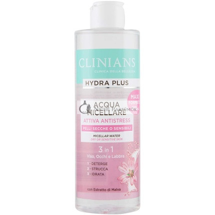 Clinians Hydra Plus Micelárna Anti-Stresová Voda s Extraktom Malvy pre Suchú alebo Citlivú Pleť 400ml