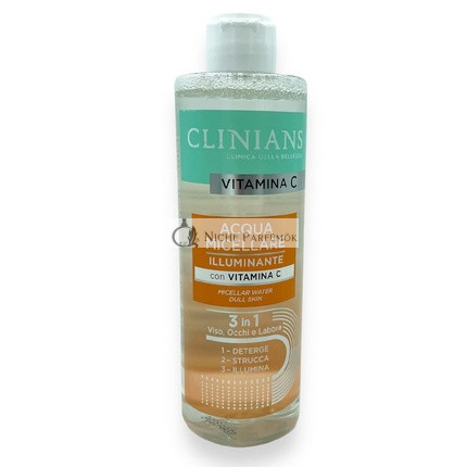CLINIANS Micelárna Voda na Rozjasnenie Tváre, Očí a Pér 3 v 1 s Vitamínom C, 400ml