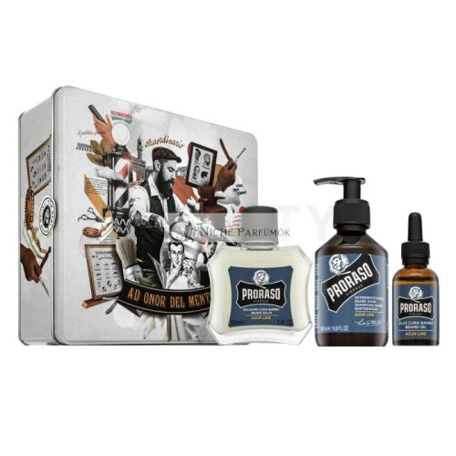 Proraso darčeková sada Azur Lime Metal Box Beard Care 200 ml + 100 ml + 30 ml